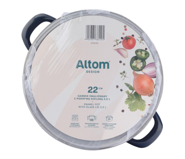 Altom Garnek emaliowany 22 cm 3,5 l pokrywka granat indukcja - 1611114 - zdjęcie 4